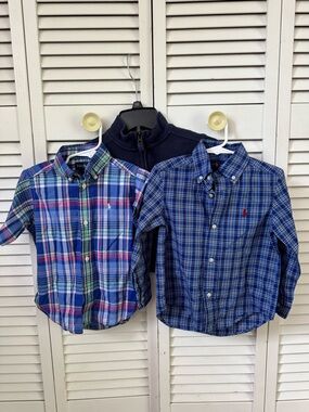 Polo by Ralph Lauren Boys' Blue Multi-Plaid Button-Down Shirt Duo